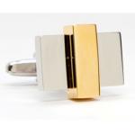 Silver Block Band of Gold Cufflinks.JPG